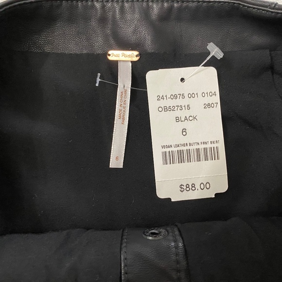 Free People "Oh Snap" Vegan Leather Button Front Mini Skirt - Picture 7 of 8